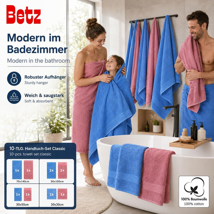 Betz 10-TLG. Handtuch-Set Classic 100% Baumwolle 2 Duschtücher 4 Handtücher 2 Gästetücher 2 Seiftüch