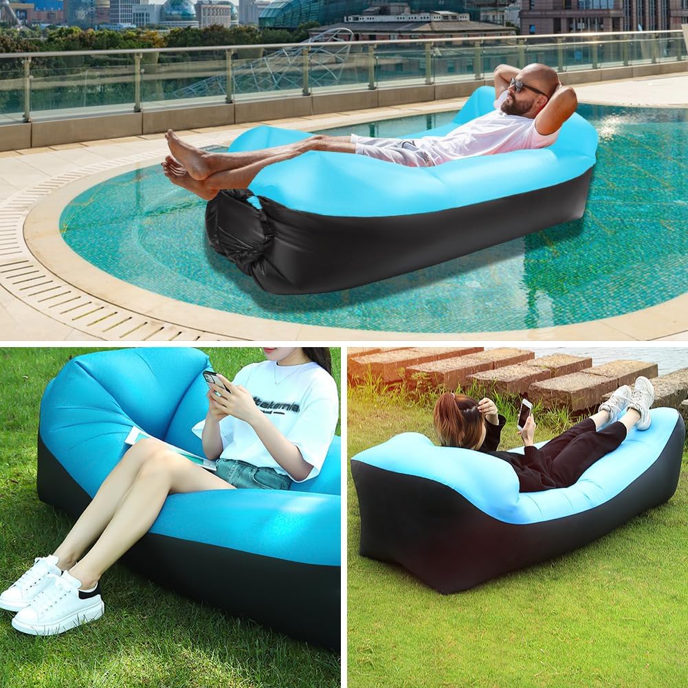 Gohytal Aufblasbares Sofa, 230×70cm Wasserdichtes Luftsofa Outdoor Tragbares Aufblasbar Luft Sofa Co