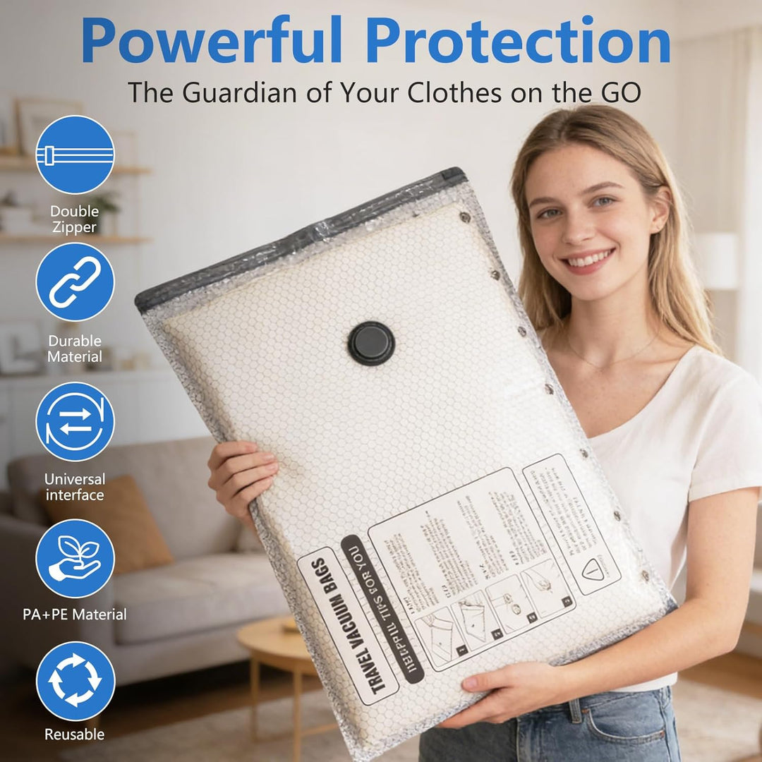 16 Stück Vakuumbeutel für Kleidung mit Kabelpumpe – 4 Grössen Vakuumierbeutel Kleidung (40x40, 40x50