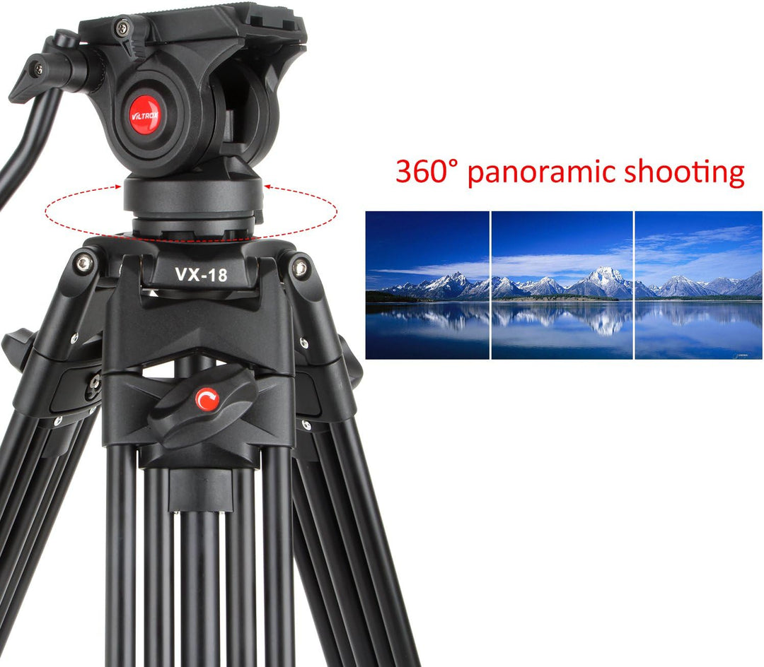 VILTROX VX-18M 188cm / 74 Zoll Panorama Kamera Dreibein Stative mit Fluid Drag Kopf für DSLR Kamera