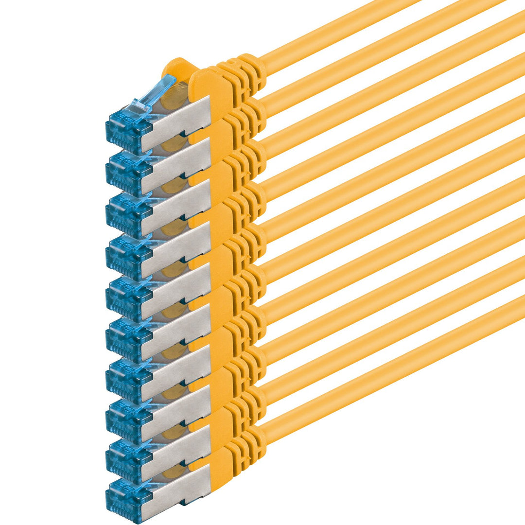 7,5m - CAT6a - Netzwerkkabel gelb - 10 Stück CAT 6 A Patchkabel 10000 Mbit s SFTP PIMF 500 MHz kompa