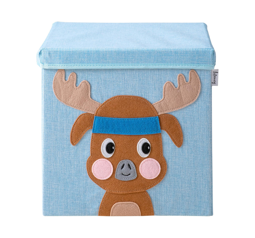 Aufbewahrungsbox mit Deckel und Hirsch I Spielzeugbox mit Tiermotiv passend für Würfelregale I Ordnu