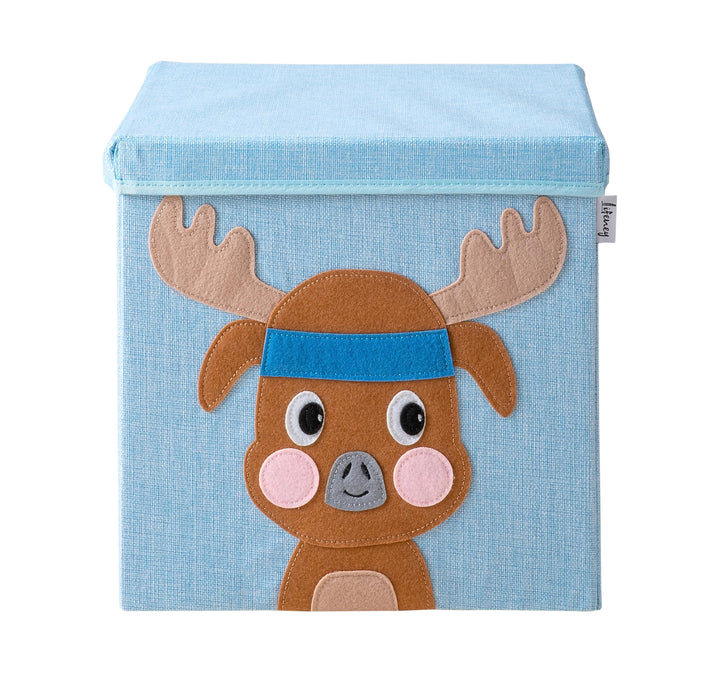 Aufbewahrungsbox mit Deckel und Hirsch I Spielzeugbox mit Tiermotiv passend für Würfelregale I Ordnu