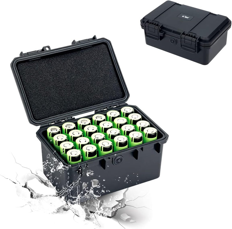 KIWIFOTOS 21700 Akkutasche mit Deckel, Wasserbeständiger Batterie Organizer Koffer Hard Case, fasst