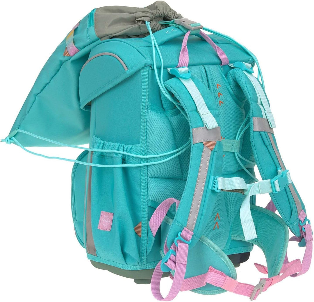 LÄSSIG Schulranzen Regenhülle Unique School Set Slim 7-teilig Turquois türkis