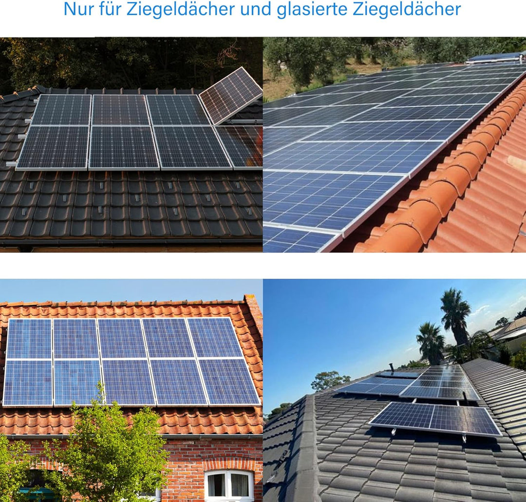TEOV PV Montageset Ziegeldach Glasziegeldach, Befestigung Solarmodul Halterung mit 30cm Montageschie