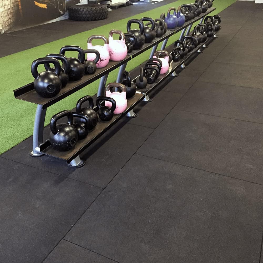 Vivol Fitness Bodenschutzmatte 100x100 cm Schwarz - 15mm Dicke - Feinkörnig - 3 verschiedene Dicken