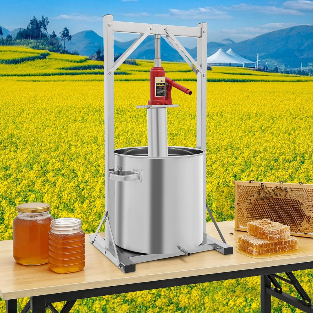 Hydraulische Obstpresse 36L | Edelstahl Weinpresse mit Wagenheber Silber | Edelstahl 304, 36L Fassun