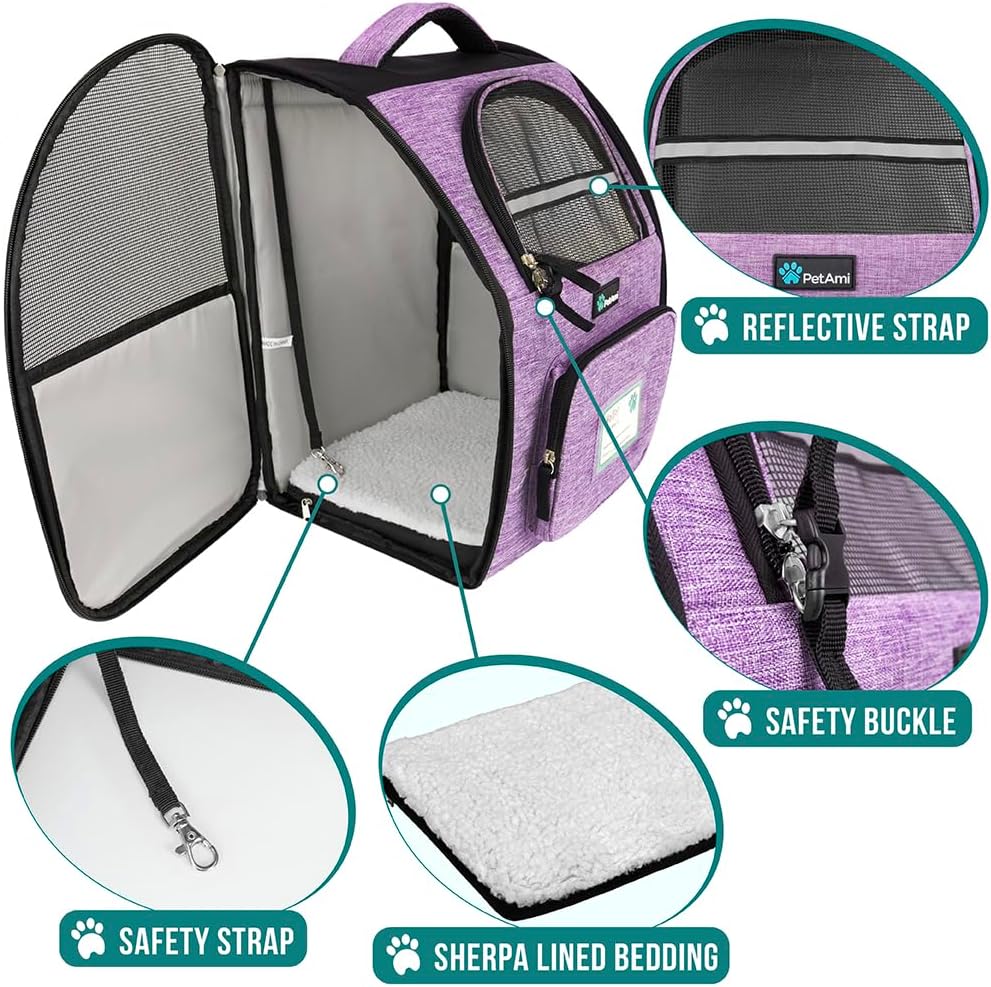 PetAmi Hunderucksack für kleine grosse Katze, Haustier, Welpen, belüfteter Haustier-Wanderrucksack,