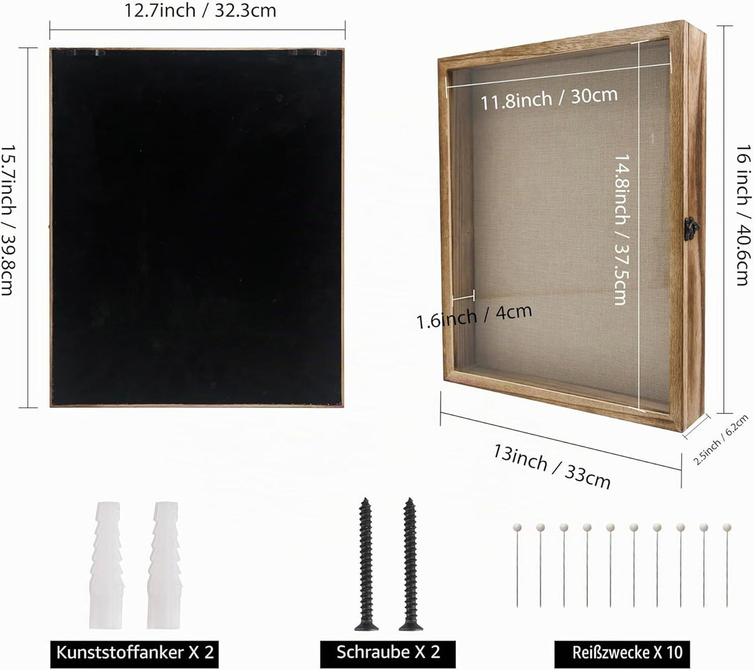 GraduatePro 3D Bilderrahmen zum Befüllen Glasscheibe Holz Box für Objektrahmen DIY Tiefer Rahmen Fot