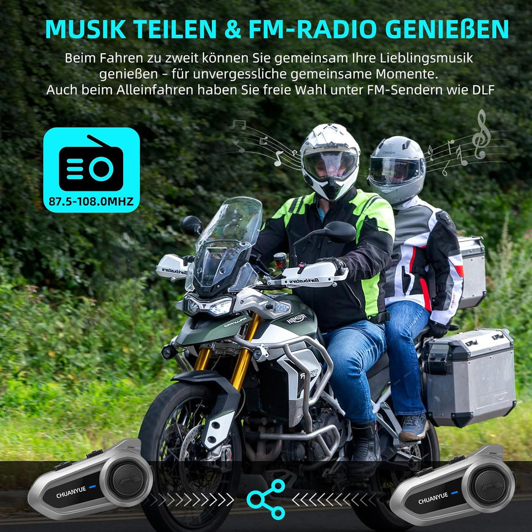 R18 Lite Motorrad Headset,intercom Motorrad für 2 Personen in Reichweite von 800m,Motorrad kommunika