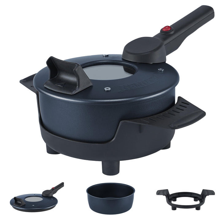 REMOSKA Prima Glass MARIA Elektrische Bratpfanne Backform Backtopf Minibackofen Antihaftbeschichtung