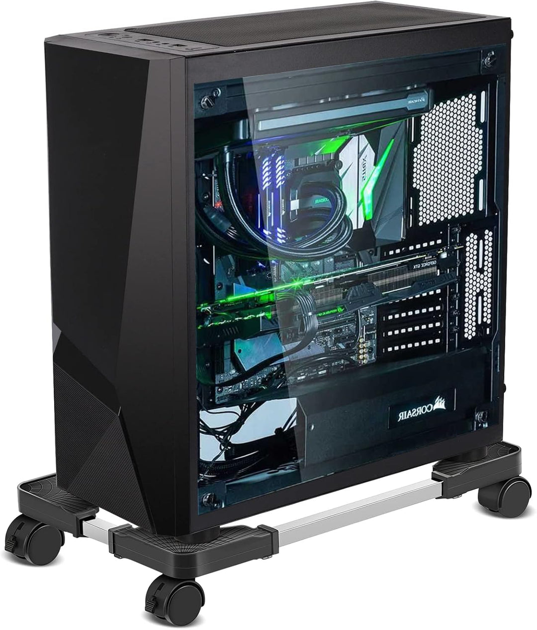 Whchiy CPU Ständer Computer Desktop Ständer Universal Einstellbare CPU Halterung mit 4 Rollen Unter