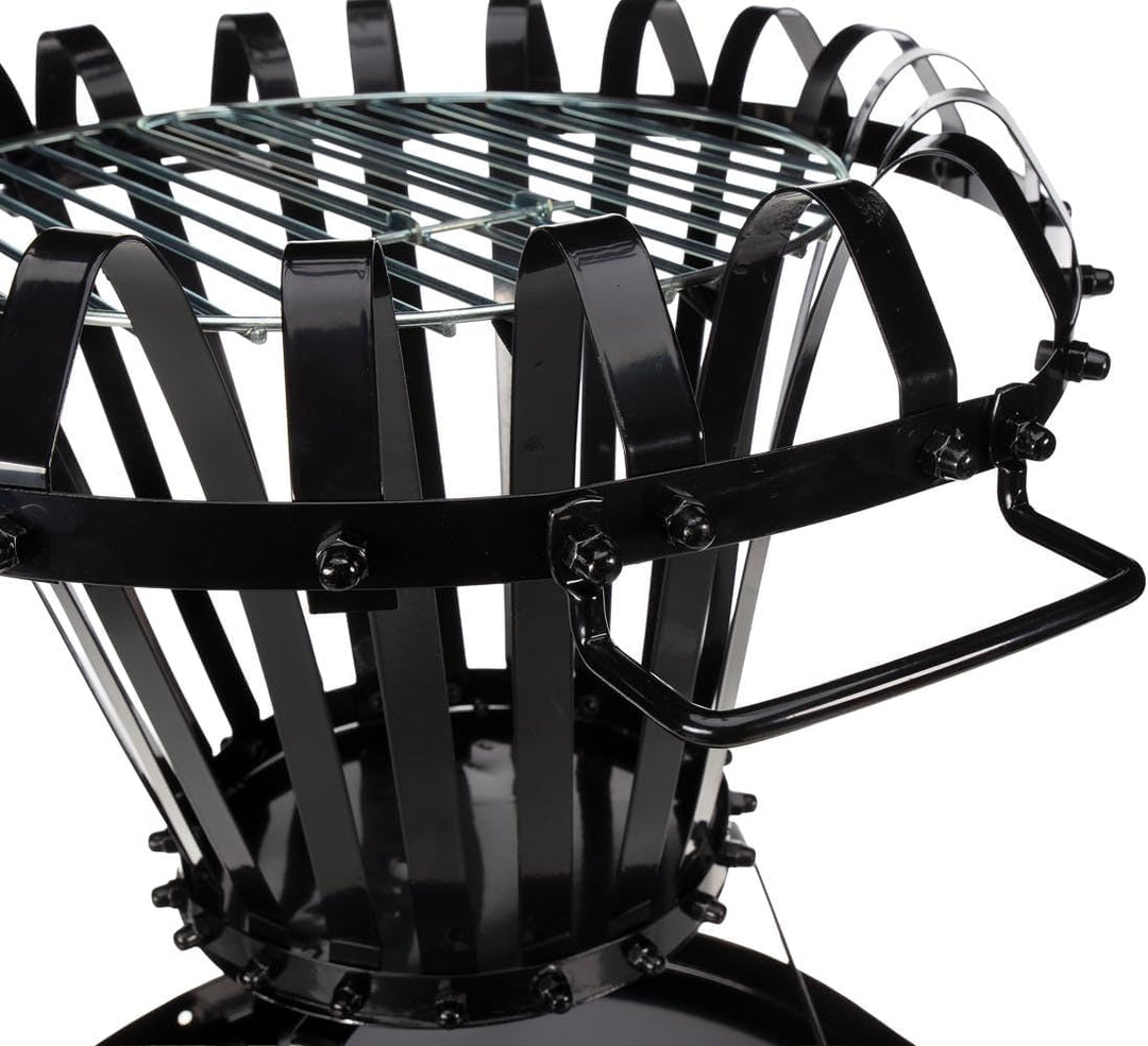 Feuerstelle BB650 für Garten und Terrasse aus Gusseisen - Feuerschale mit Grillrost schwarz - Garten