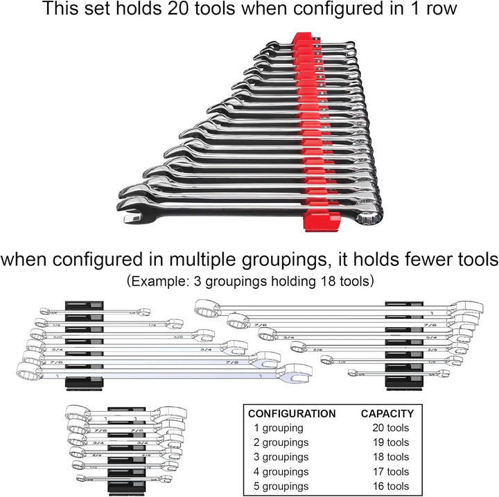 20 Tool Magnetschlüssel Pro, rot 20 Wrench Organizer Rot, 20 Wrench Organizer Rot