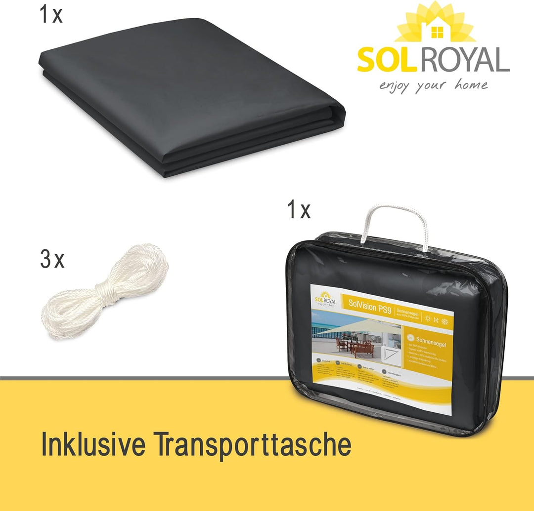 Sol Royal Sonnensegel dreieckig Wasserdicht Terrasse Balkon Garten Pool | 3,6x3,6x3,6m Anthrazit Seg