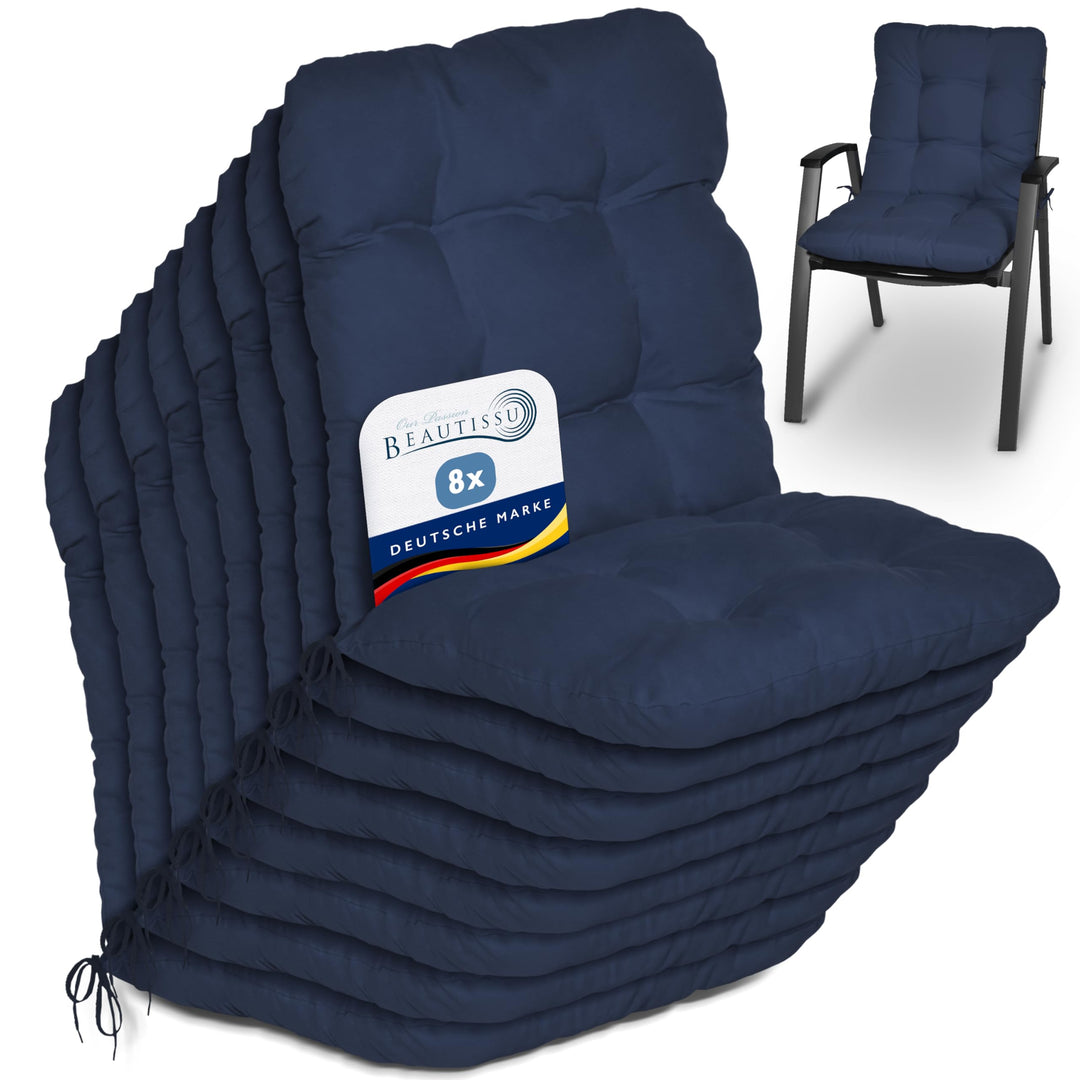 Beautissu 8er Set Niedriglehner Auflagen Set Flair NL Stuhlauflage 100x50x8cm Sitzkissen Niederlehne