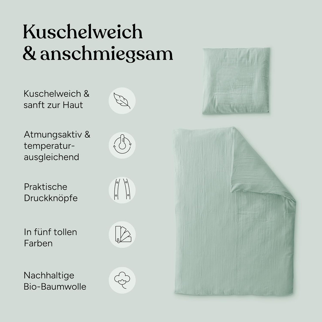 Ehrenkind® Bettwäsche-Set Renforcé | 100% Bio-Baumwolle | Standard 100 by Oeko-TEX | 100x135cm + 40x