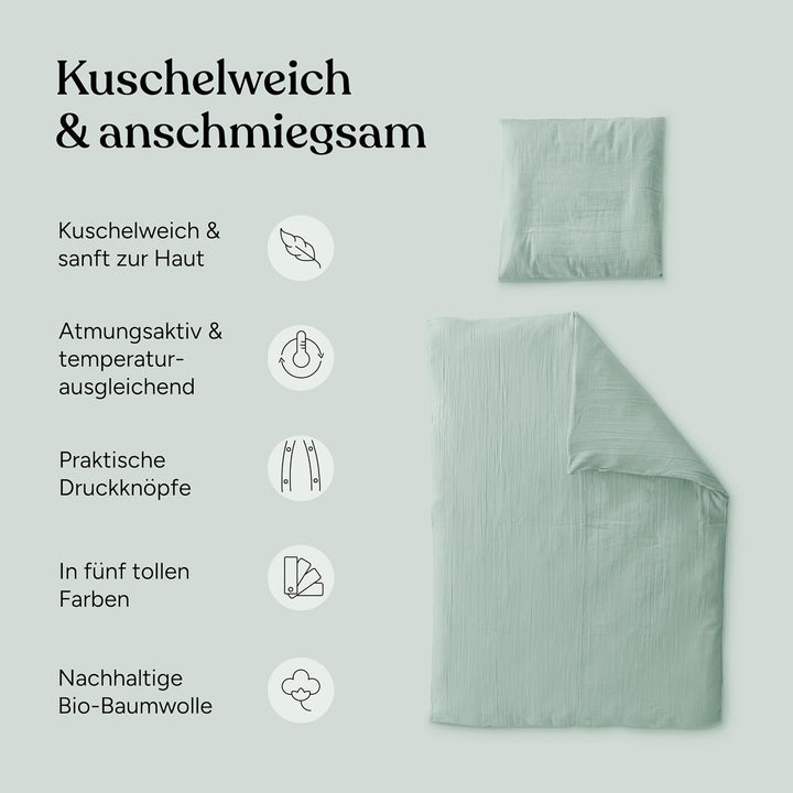 Ehrenkind® Bettwäsche-Set Renforcé | 100% Bio-Baumwolle | Standard 100 by Oeko-TEX | 100x135cm + 40x
