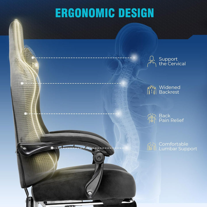 GTPLAYER Gaming Stuhl, Atmungsaktiver Bürostuhl, bürostuhl ergonomisch, Hochwertiger - Stoff, Ergono