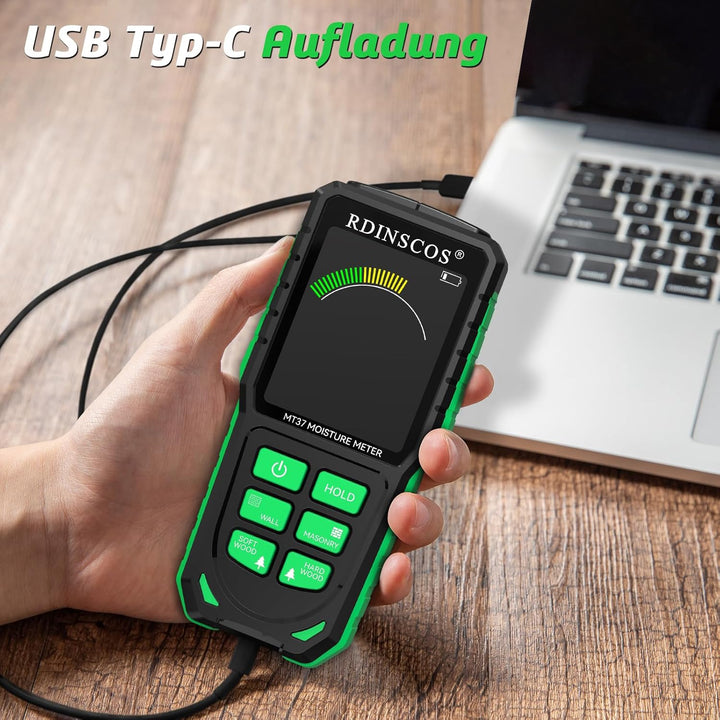 Feuchtigkeitsmessgerät Wiederaufladbarkeit Holzfeuchtemessgerät mit Farb-LCD Wandfeuchtemessgerät Ma