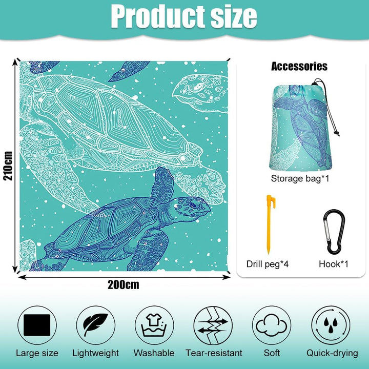 Stranddecke sandfrei, Extra gross 210 cm x 200 cm Picknickdecke, Wasserdicht, Wasser und feuchtigkei