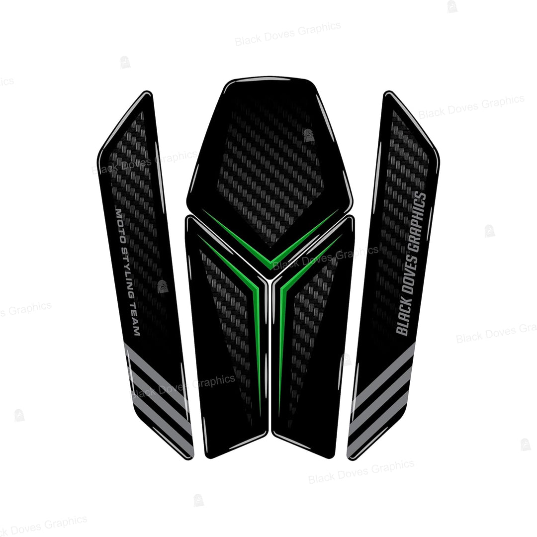 Harzbeschichtete 3D-Aufkleber Schutz kompatibel mit KAWASAKI Z H2 SE 2021-2024 (Frontschutz), KAWZH2