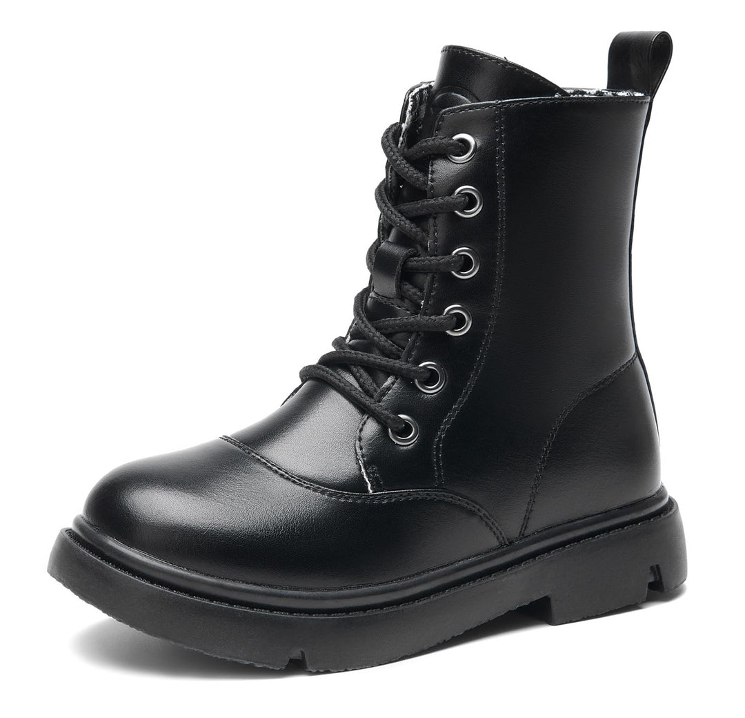 DADAWEN Jungen Stiefel Wasserdichte Mädchen Schnürstiefeletten 27 EU Schwarz, 27 EU Schwarz