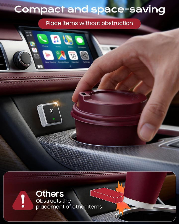 CarPlay Wireless Adapter 2026, verbessertes Aluminiumgehäuse für Apple CarPlay & Android Auto, wande