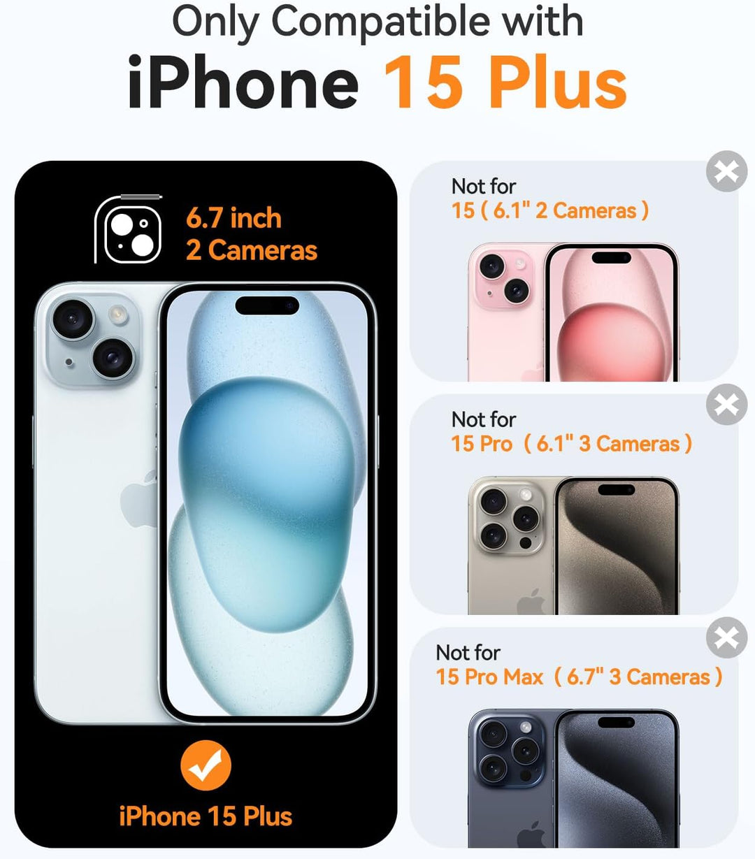 CANSHN 2024 Neu für iPhone 15 Plus Hülle mit Kameraschutz für Magsafe (TOP Militärschutz & Magnetkra