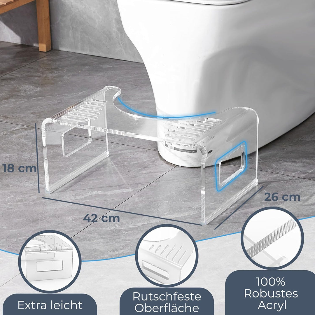 StarK Toilettenhocker Erwachsene aus Acryl – 18 cm hoher Badhocker | Ergonomische Hockposition für m