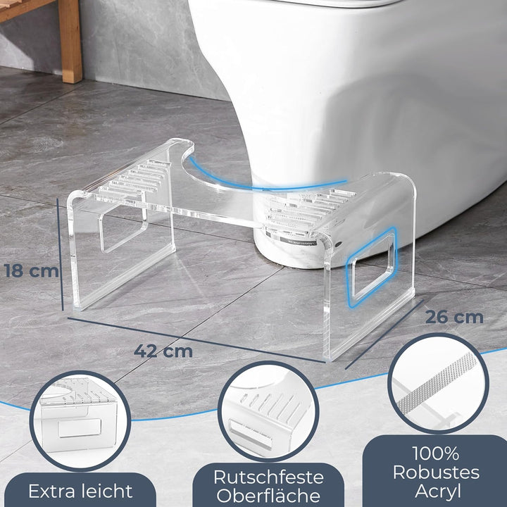 StarK Toilettenhocker Erwachsene aus Acryl – 18 cm hoher Badhocker | Ergonomische Hockposition für m