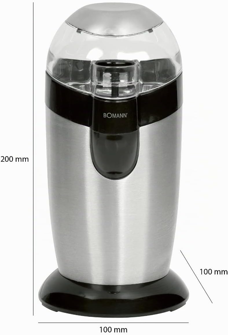 Bomann elektrische Kaffeemühle, Kaffeemühle mit Edelstahlschlagmesser, Fassungsvermögen 40 g, 120-Wa