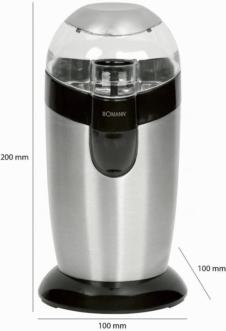 Bomann elektrische Kaffeemühle, Kaffeemühle mit Edelstahlschlagmesser, Fassungsvermögen 40 g, 120-Wa
