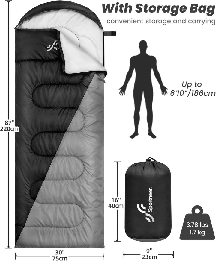 Schlafsack Outdoor für Camping: Sportneer 3-4 Jahreszeiten Sommerschlafsack Schlafsäcke Winter Sleep