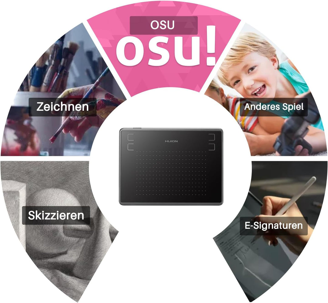 HUION Inspiroy H430P Zeichentablett mit 4,8 x 3 Zoll Arbeitsbereich Grafiktablett, Batterielosem Sti