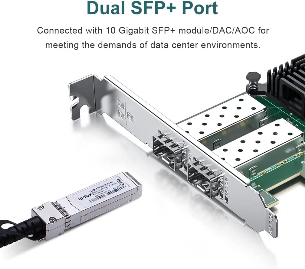 10Gb PCI-E Network Card X520-10G-2S Compatible for Intel X520-DA2, Dual SFP+ Ports, 10G PCI Express
