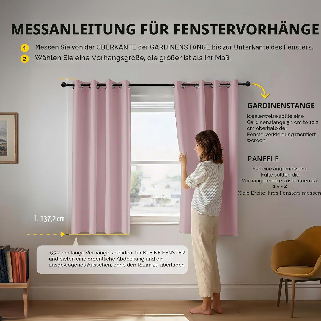 Deconovo Verdunkelungsvorhang Kälteschutz Gardinen Schlafzimmer Kälteschutzvorhang Blickdicht 138x11