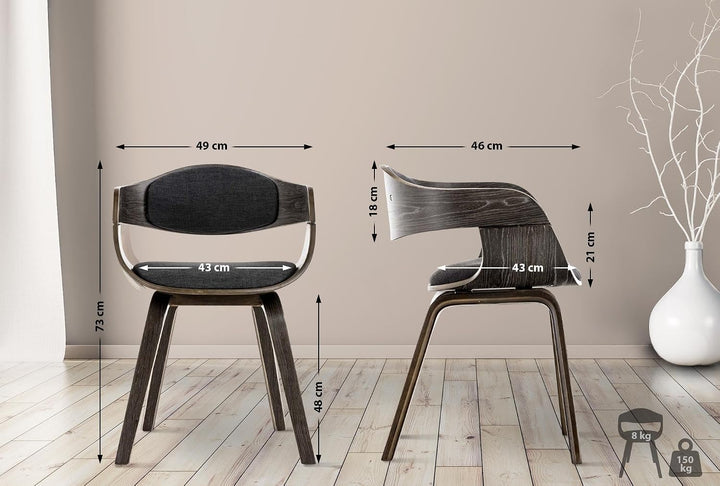 CLP 2er Set Esszimmerstühle ergonomisch Kingston, Lehnstühle mit umlaufender Rückenlehne, Holzgestel
