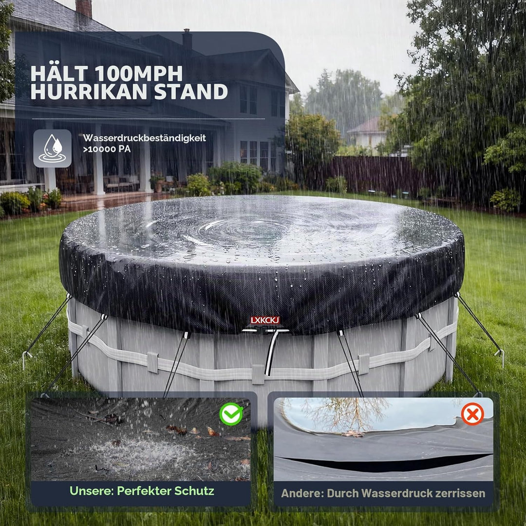LXKCKJ Runde Poolabdeckung für oberirdische Pools- Lagertank Poolabdeckung mit Kordelzug Design-Whir