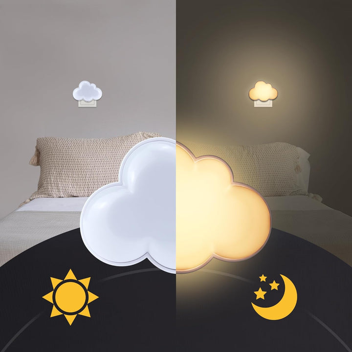 Wetry Nachtlicht Baby Steckdosen Nachtlampe Steckdosenlicht Automatisch 4 Stück Stilllicht LED Wolke