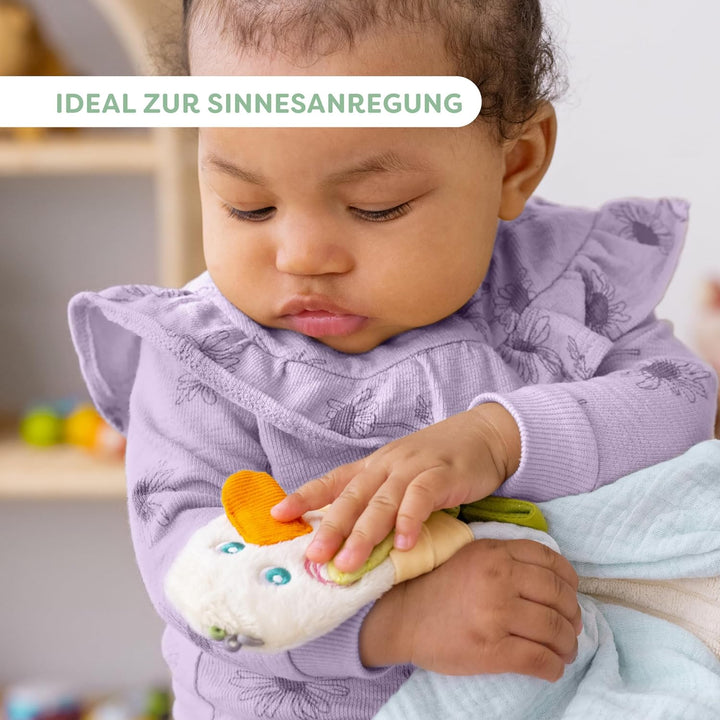 HABA Baby-Spiel-Set Gans 3-in-1 – Geschenkset mit Greifling, Knisterbuch & Schmusetuch, Sinnesspielz