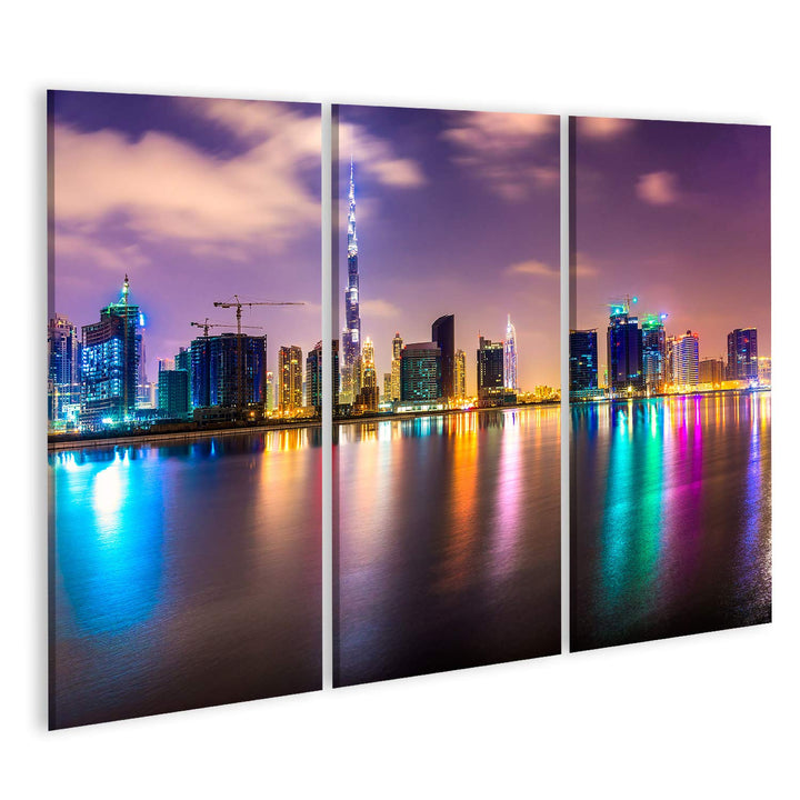 islandburner Bild auf Leinwand Dubai Skyline Abenddämmerung Uae Bilder Wandbilder Poster Leinwand 13