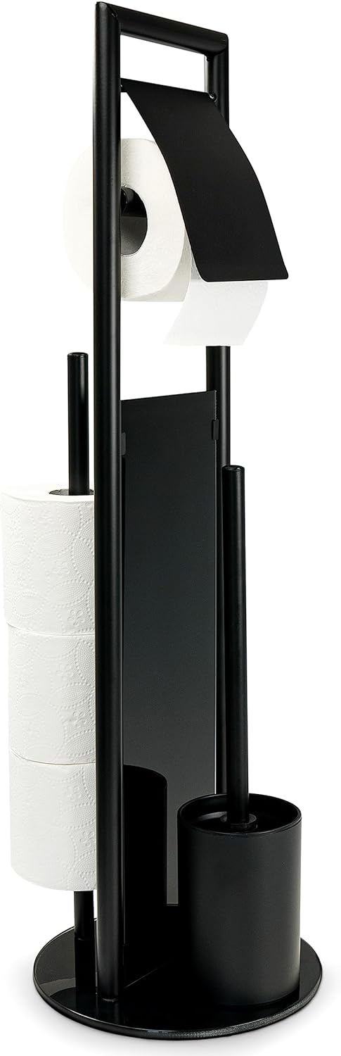 WENKO Stand WC-Garnitur Ravina mit integriertem Toilettenpapierhalter und WC-Bürstenhalter, in rostf