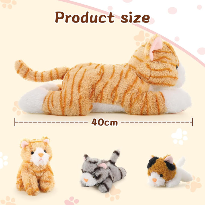 MorisMos Gelb Katze plüschtier XXL, 40cm Riesen Katze Kuscheltier mit 3 Baby im Bauch, gross PlüschK