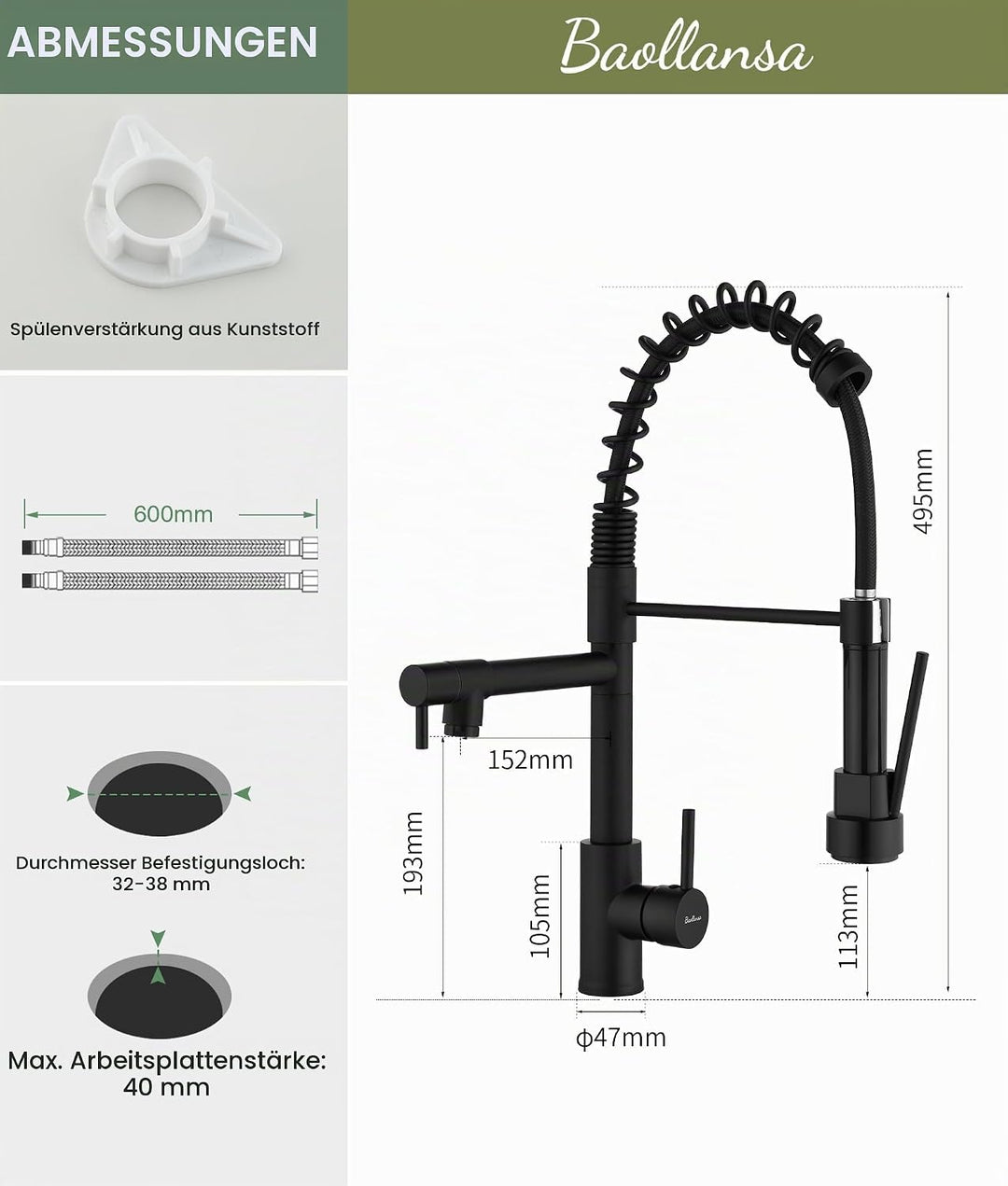 Wasserhahn Küche - Küchenarmatur mit Ausziehbar Brause,360° Schwenkbar Hochdruck Mischbatterie Küche