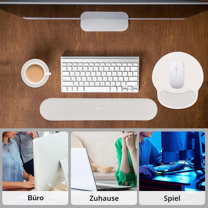 MOSISO Handgelenkstütze für Mauspad&Tastatur Set, Ergonomisch Kreisförmig Mauspad&Untersetzer Rutsch