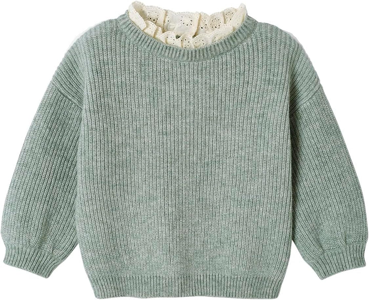 Vertbaudet Baby Pullover mit Volantkragen, Capsule Collection Mama, Tochter & Baby 62 Salbeigrün, 62