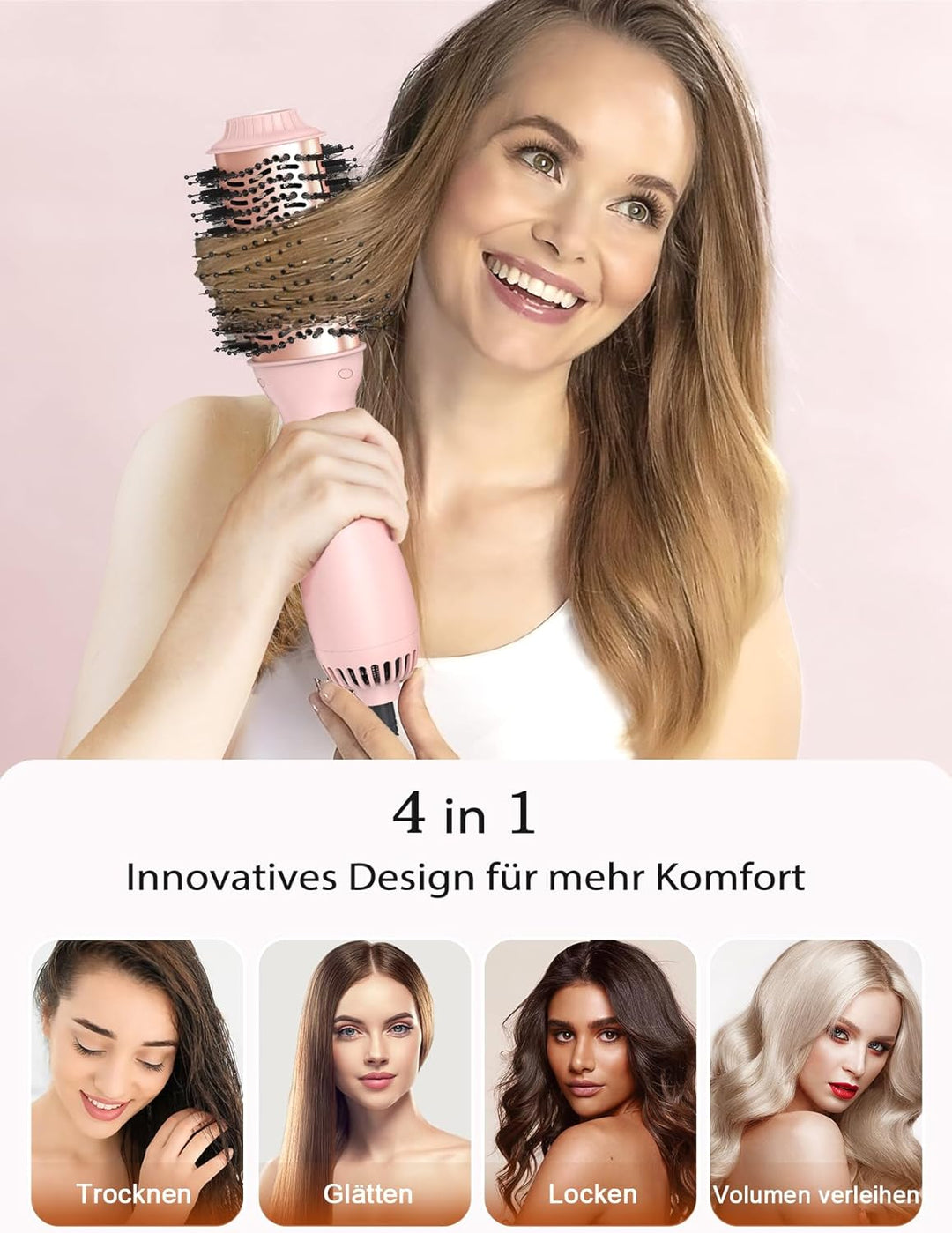 LANDOT Föhnbürste & Warmluftbürste in Einem | Die Rundbürstenföhn-Stylingbürste mit Keramik & Negati