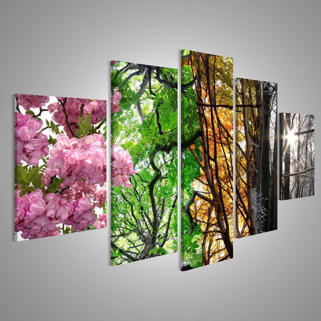 islandburner Bild auf Leinwand Vier Jahreszeiten Wandbild Poster Kunstdruck Bilder Format: 170x80cm
